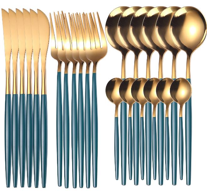 Gold Dinnerware Set Stainless - 24 pcs Gold Tableware Set