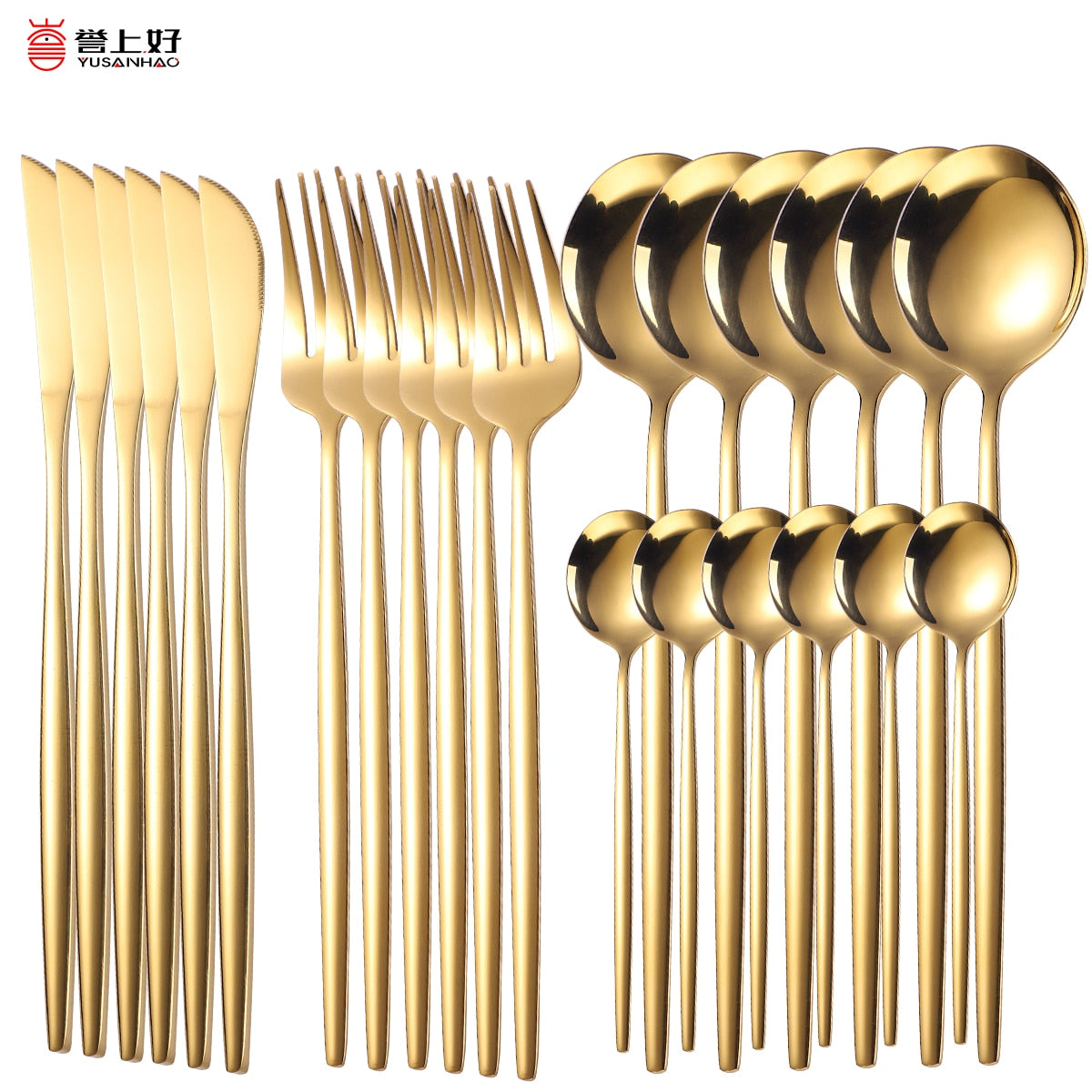 Gold Dinnerware Set Stainless - 24 pcs Gold Tableware Set