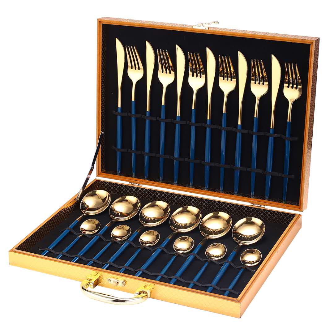 Gold Dinnerware Set Stainless - 24 pcs Gold Tableware Set
