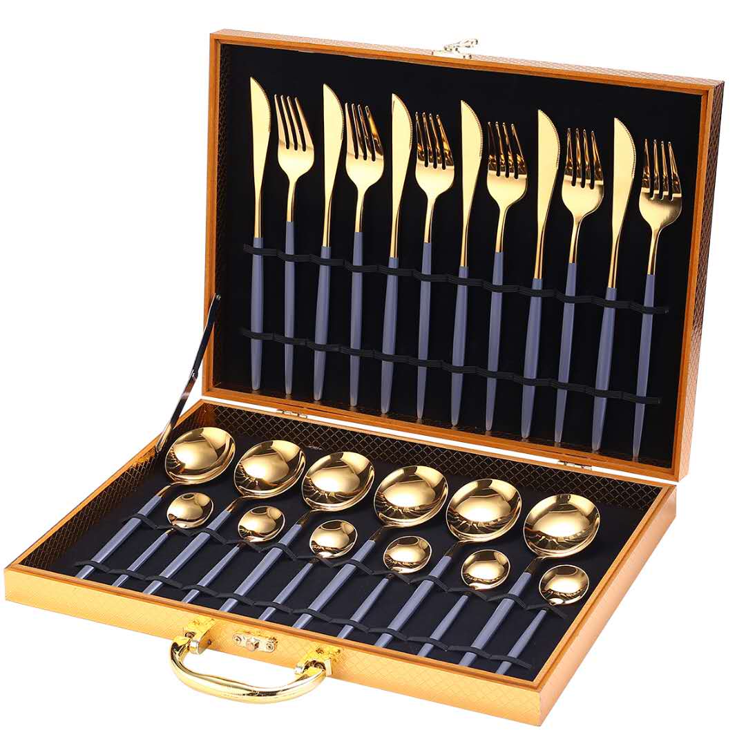 Gold Dinnerware Set Stainless - 24 pcs Gold Tableware Set