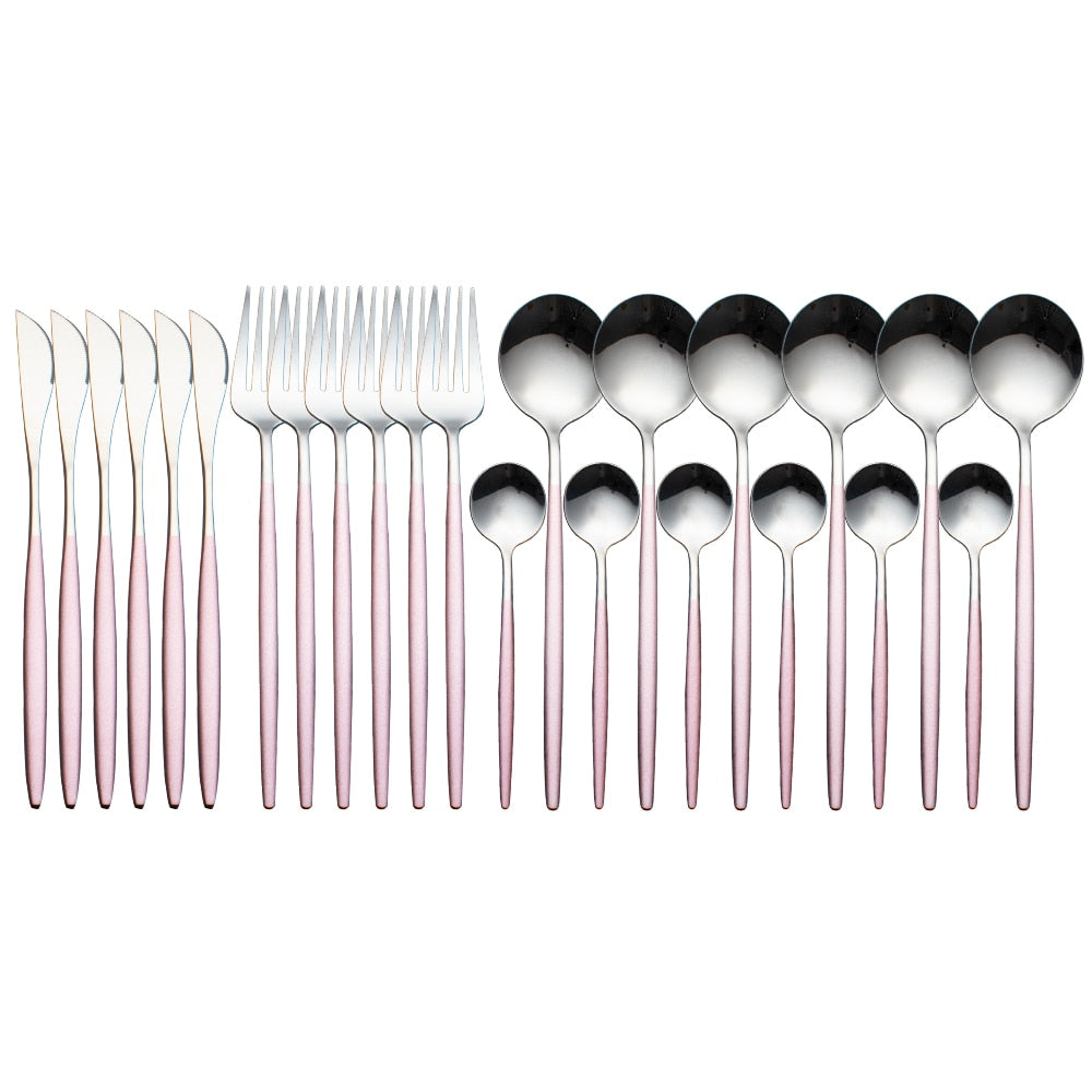 Gold Dinnerware Set Stainless - 24 pcs Gold Tableware Set