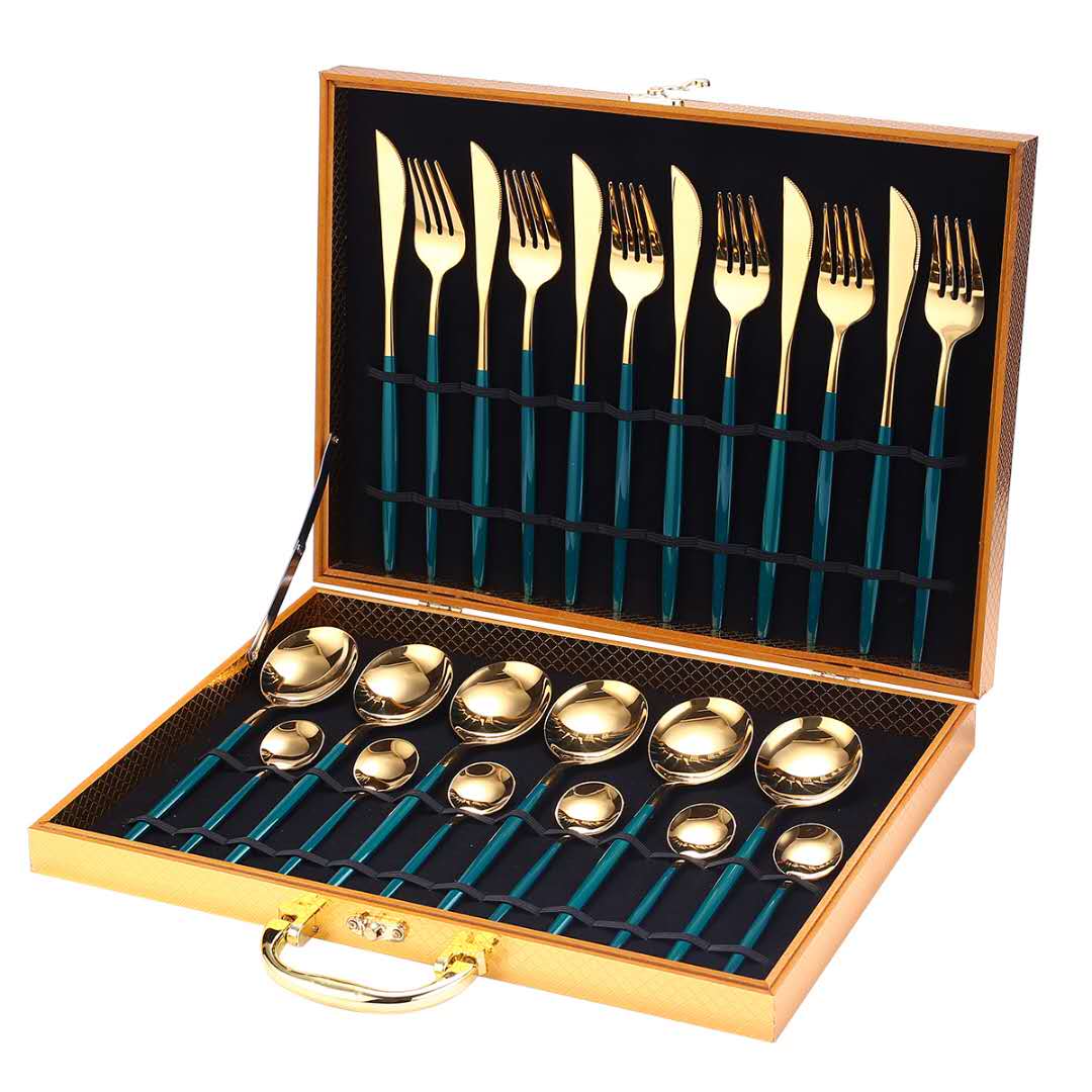 Gold Dinnerware Set Stainless - 24 pcs Gold Tableware Set