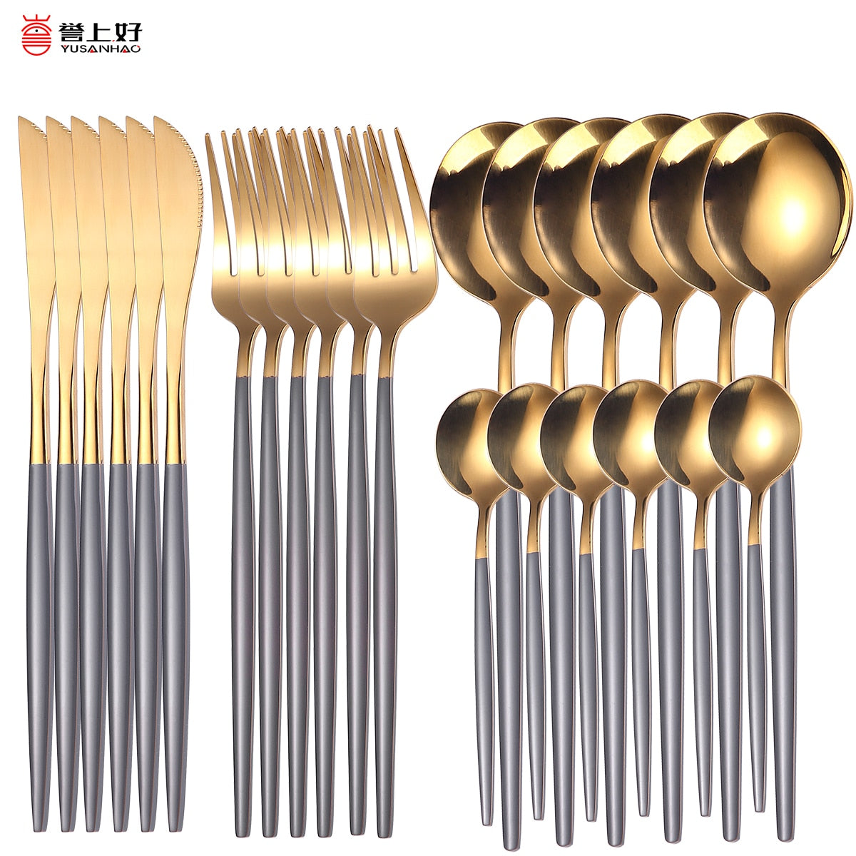 Gold Dinnerware Set Stainless - 24 pcs Gold Tableware Set