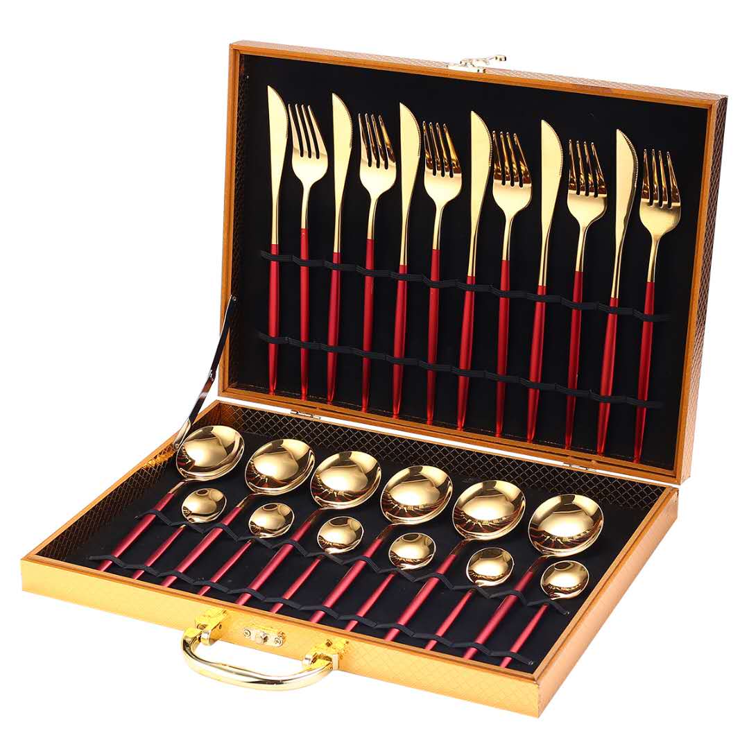 Gold Dinnerware Set Stainless - 24 pcs Gold Tableware Set