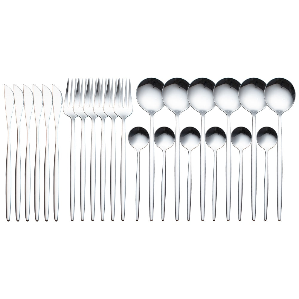 Gold Dinnerware Set Stainless - 24 pcs Gold Tableware Set
