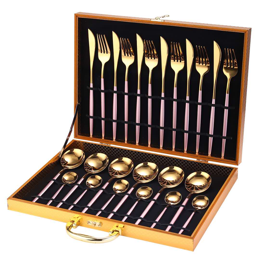 Gold Dinnerware Set Stainless - 24 pcs Gold Tableware Set