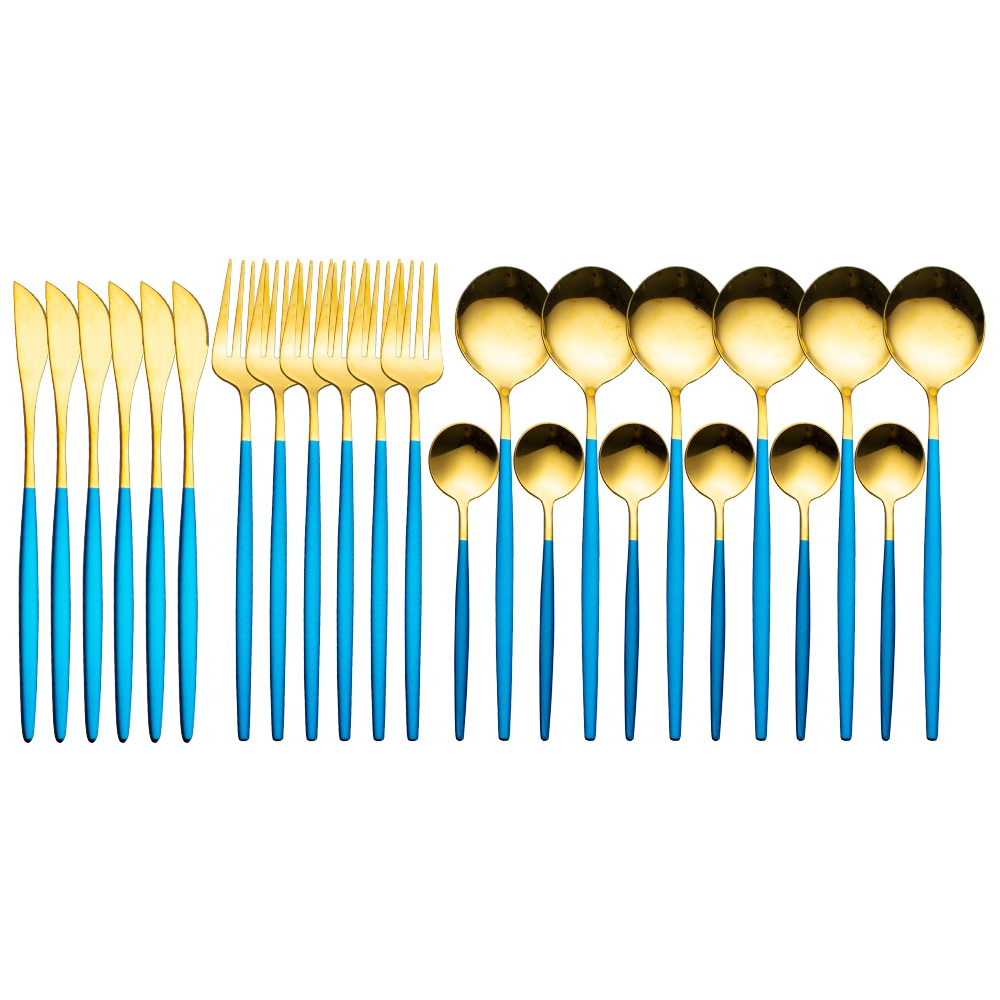 Gold Dinnerware Set Stainless - 24 pcs Gold Tableware Set