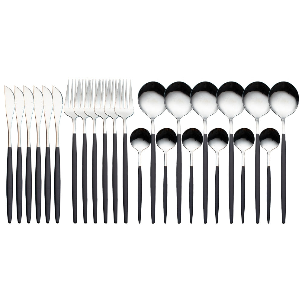 Gold Dinnerware Set Stainless - 24 pcs Gold Tableware Set