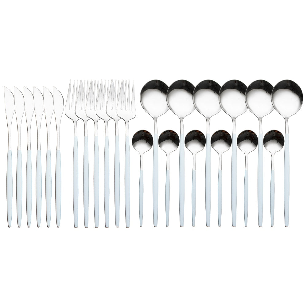 Gold Dinnerware Set Stainless - 24 pcs Gold Tableware Set