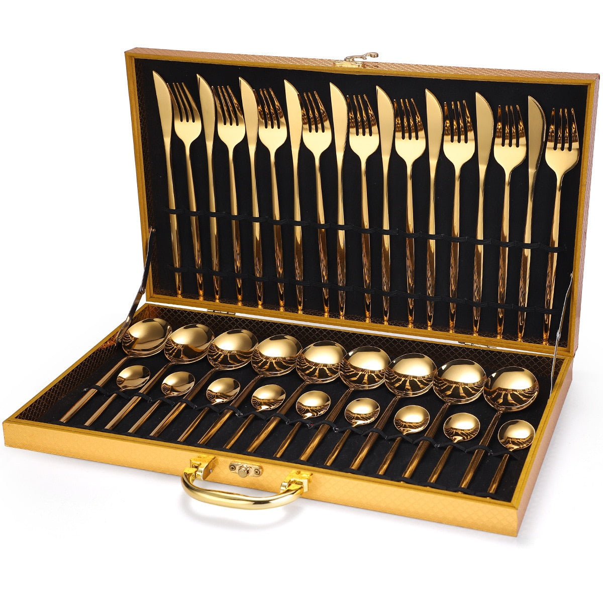 Gold Dinnerware Set Stainless - 24 pcs Gold Tableware Set