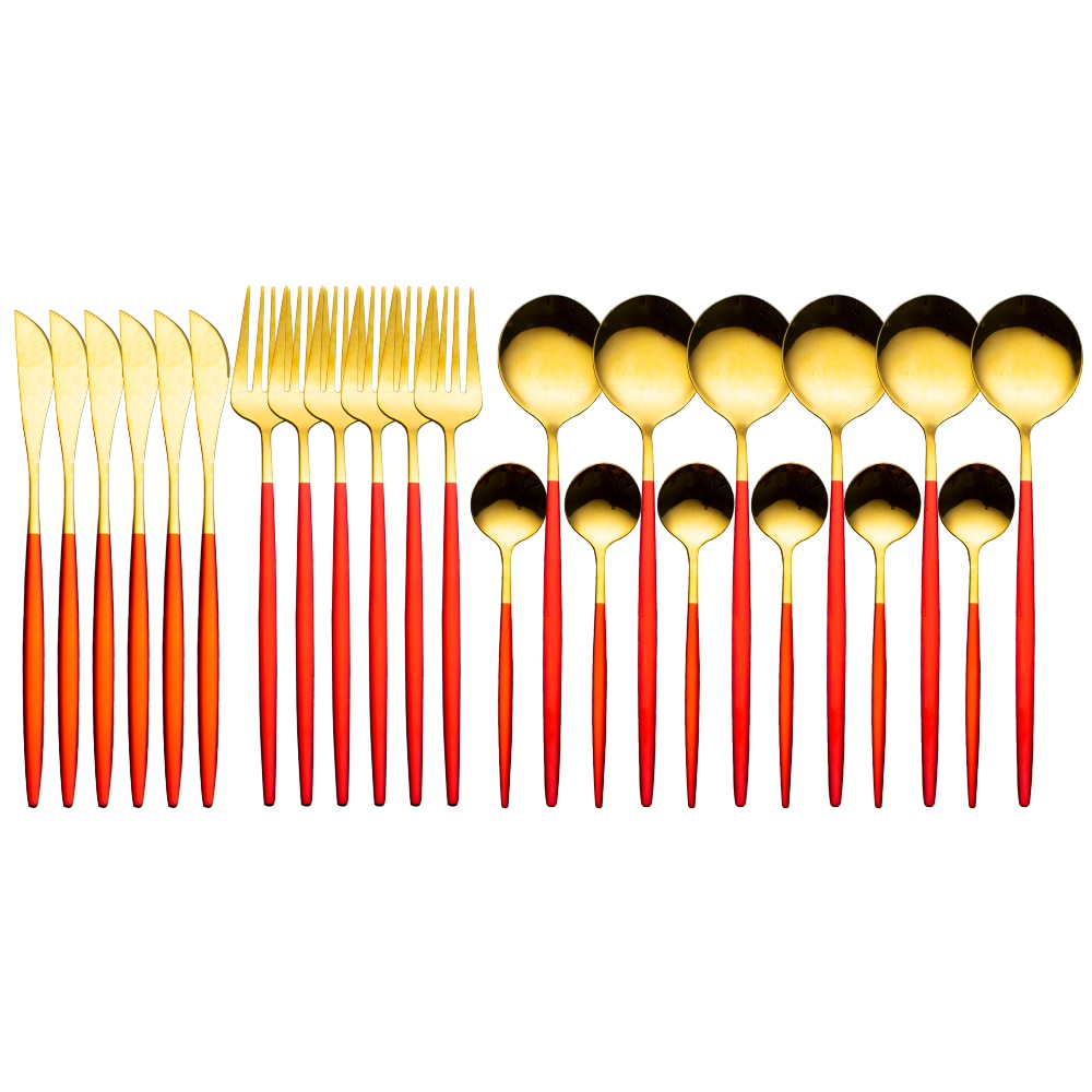 Gold Dinnerware Set Stainless - 24 pcs Gold Tableware Set